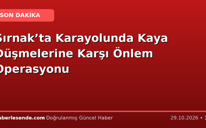 Şırnak’ta Karayolunda Kaya Düşmelerine Karşı Önlem Operasyonu