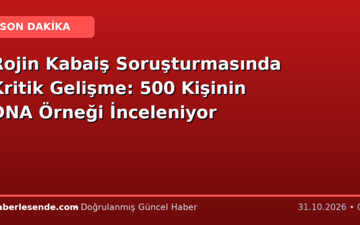 Rojin Kabaiş Soruşturmasında Kritik Gelişme: 500 Kişinin DNA Örneği İnceleniyor