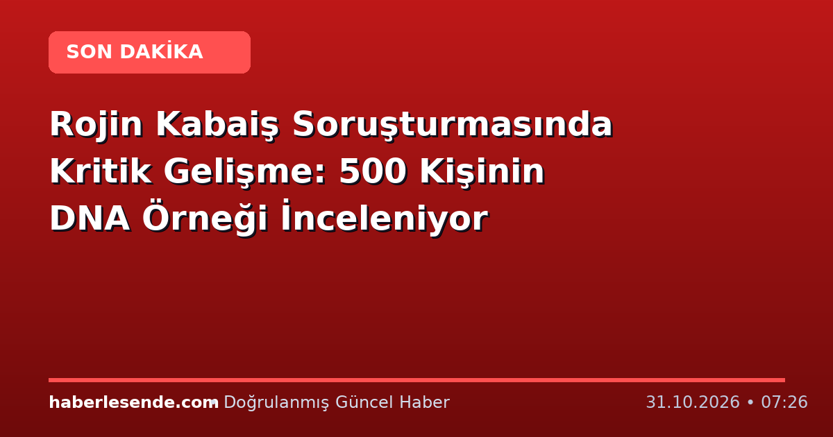 Rojin Kabaiş Soruşturmasında Kritik Gelişme: 500 Kişinin DNA Örneği İnceleniyor