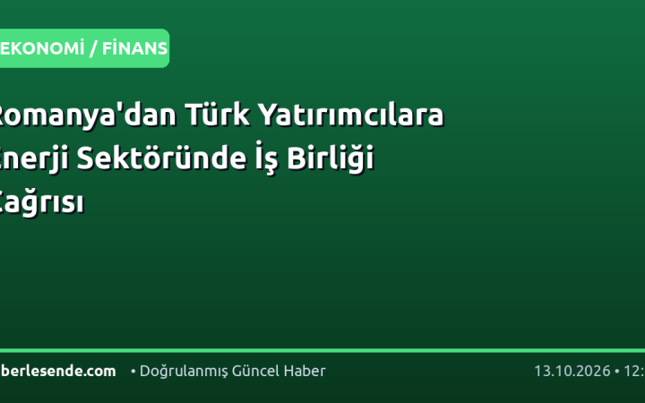 Romanya'dan Türk Yatırımcılara Enerji Sektöründe İş Birliği Çağrısı