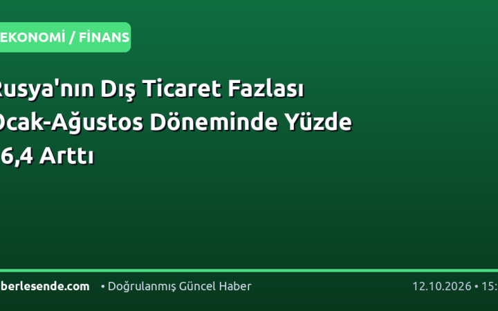 Rusya'nın Dış Ticaret Fazlası Ocak-Ağustos Döneminde Yüzde 16,4 Arttı