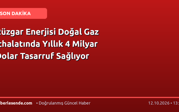 Rüzgar Enerjisi Doğal Gaz İthalatında Yıllık 4 Milyar Dolar Tasarruf Sağlıyor
