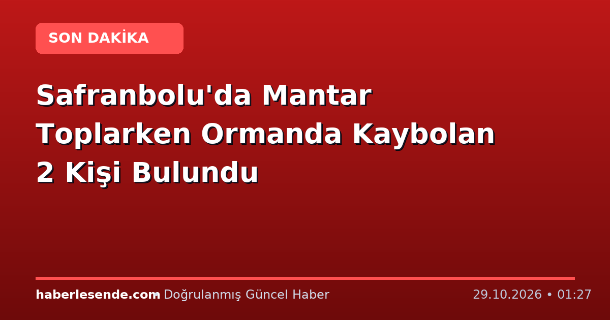 Safranbolu'da Mantar Toplarken Ormanda Kaybolan 2 Kişi Bulundu