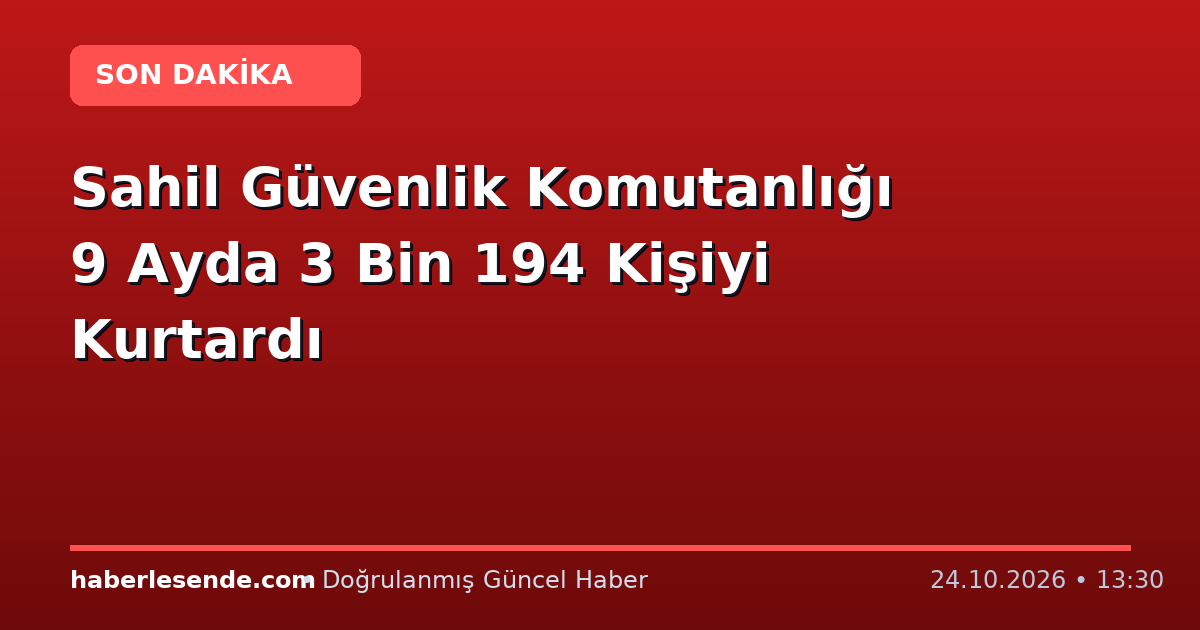Sahil Güvenlik Komutanlığı 9 Ayda 3 Bin 194 Kişiyi Kurtardı
