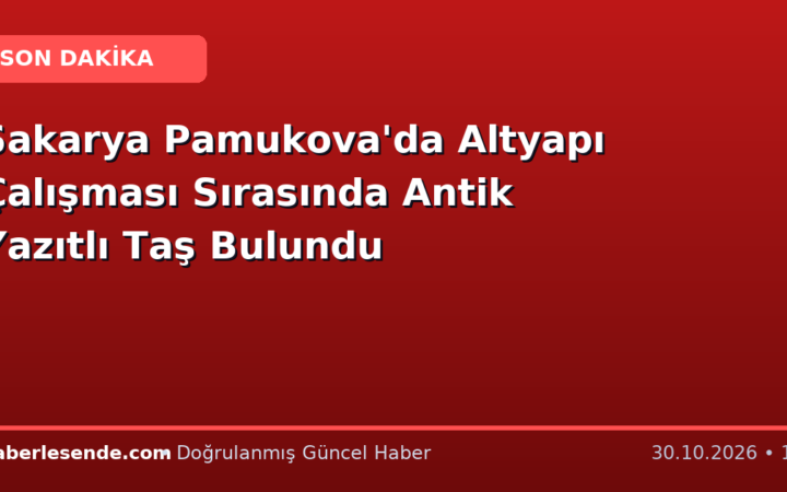 Sakarya Pamukova'da Altyapı Çalışması Sırasında Antik Yazıtlı Taş Bulundu