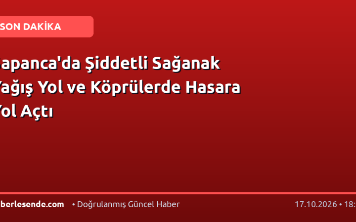 Sapanca'da Şiddetli Sağanak Yağış Yol ve Köprülerde Hasara Yol Açtı