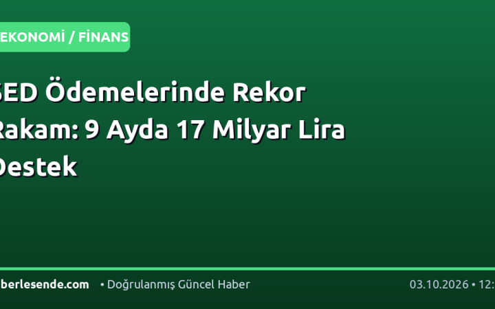 SED Ödemelerinde Rekor Rakam: 9 Ayda 17 Milyar Lira Destek