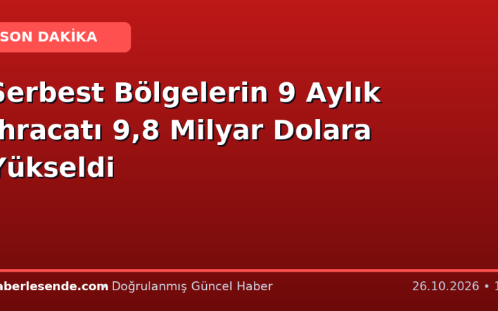 Serbest Bölgelerin 9 Aylık İhracatı 9,8 Milyar Dolara Yükseldi