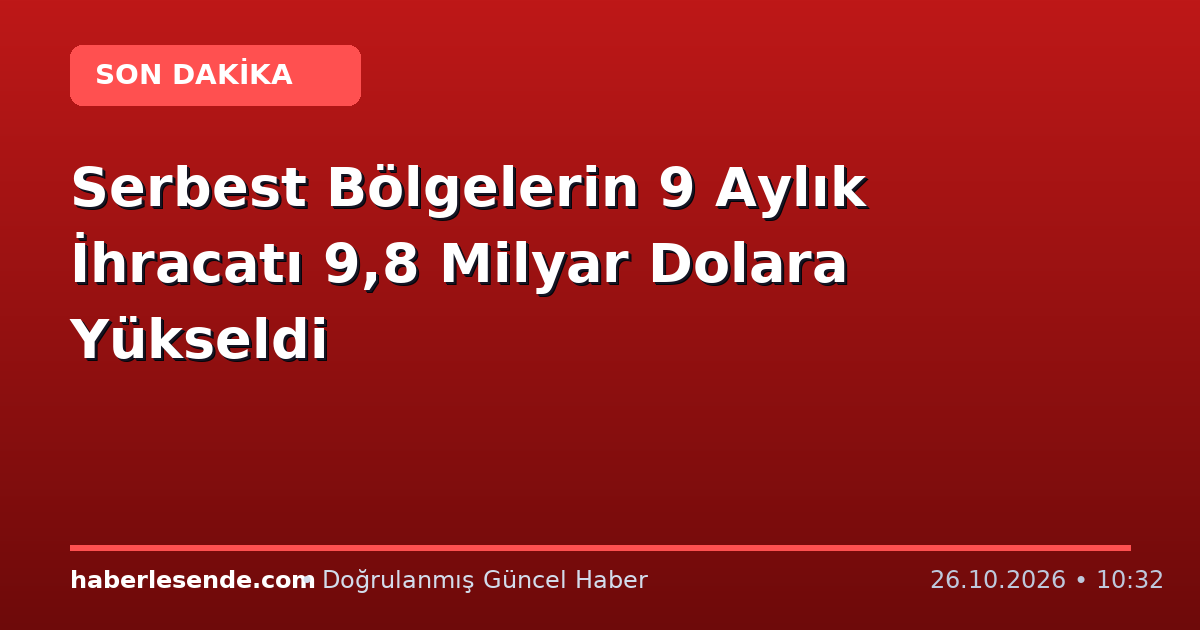 Serbest Bölgelerin 9 Aylık İhracatı 9,8 Milyar Dolara Yükseldi