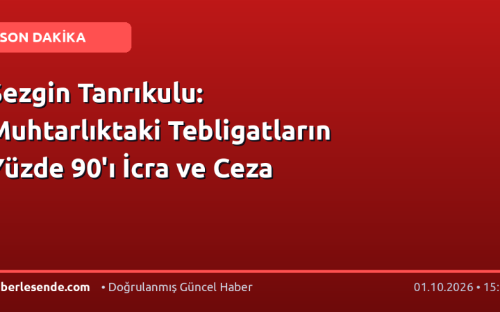 Sezgin Tanrıkulu: Muhtarlıktaki Tebligatların Yüzde 90'ı İcra ve Ceza