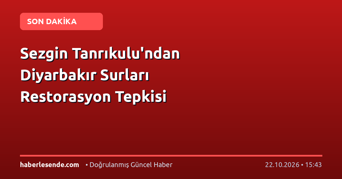 Sezgin Tanrıkulu'ndan Diyarbakır Surları Restorasyon Tepkisi