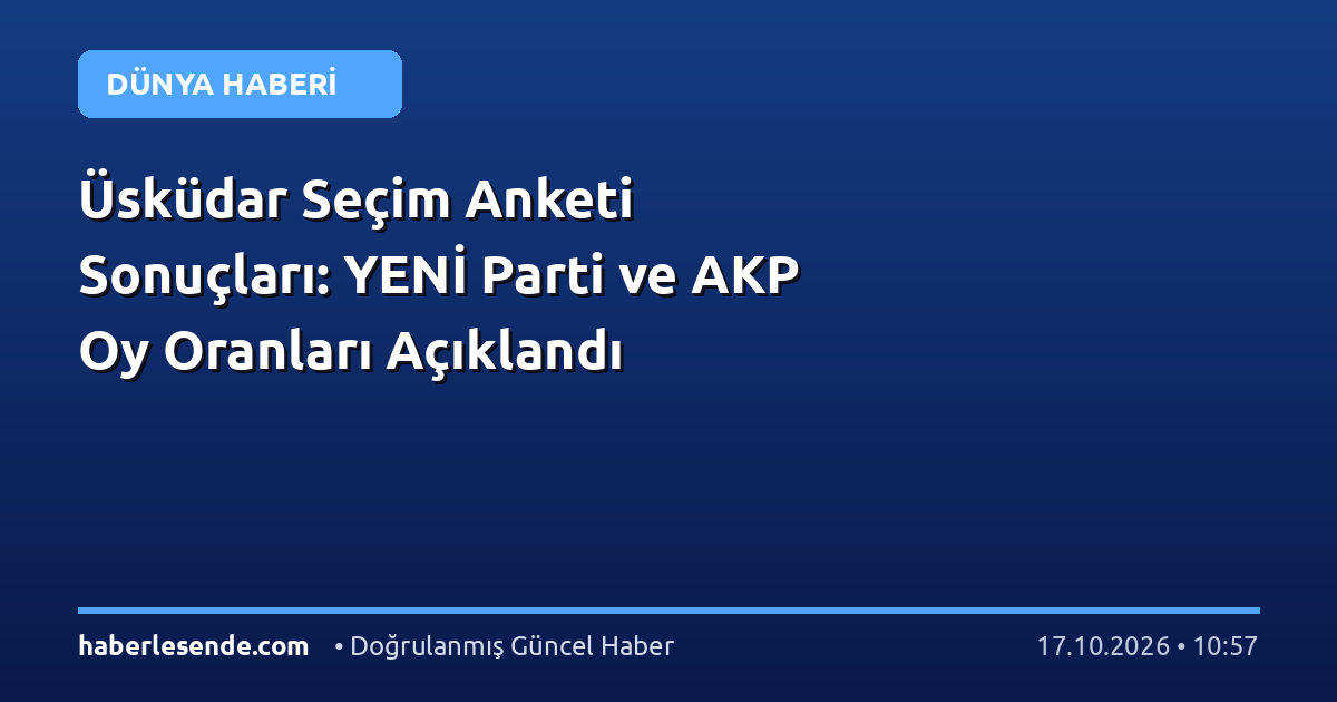 Üsküdar Seçim Anketi Sonuçları: YENİ Parti ve AKP Oy Oranları Açıklandı
