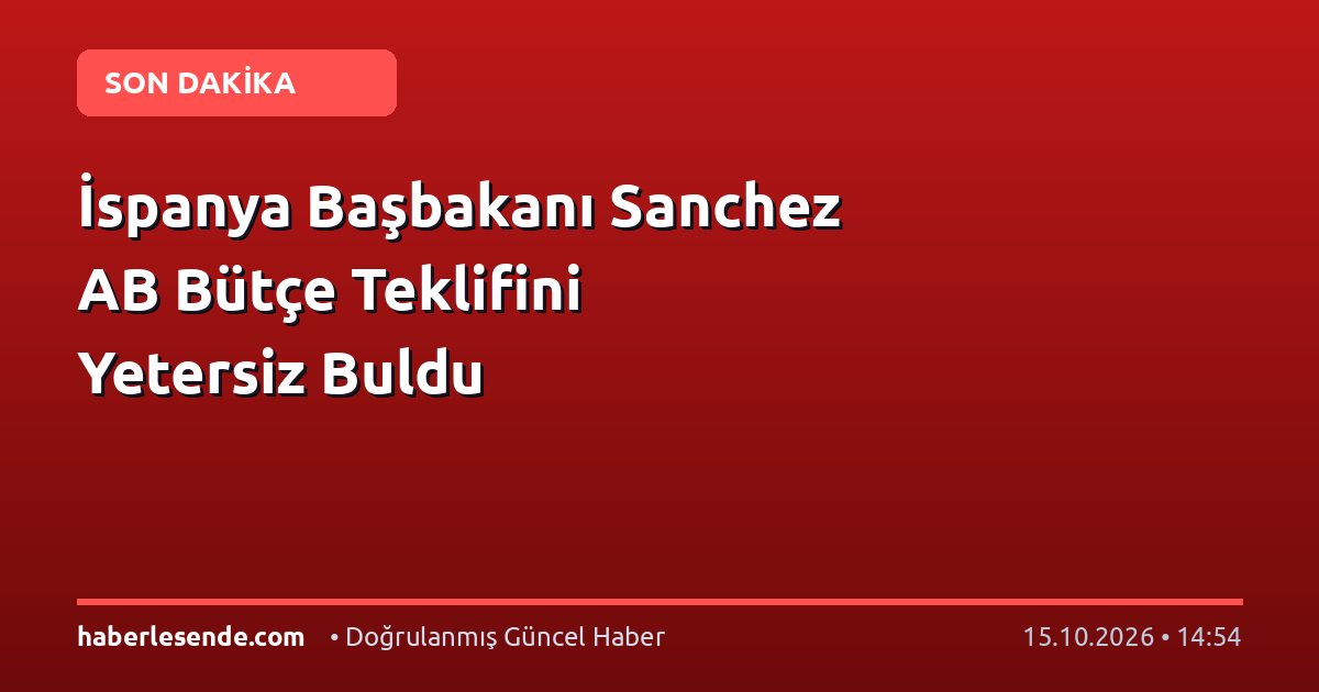 İspanya Başbakanı Sanchez AB Bütçe Teklifini Yetersiz Buldu