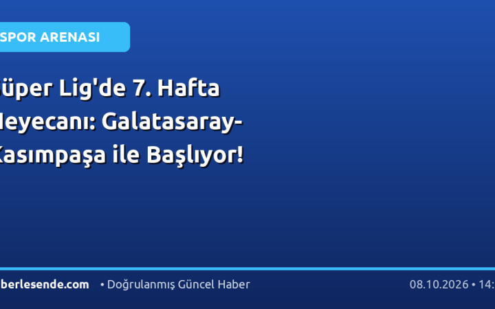 Süper Lig'de 7. Hafta Heyecanı: Galatasaray-Kasımpaşa ile Başlıyor!