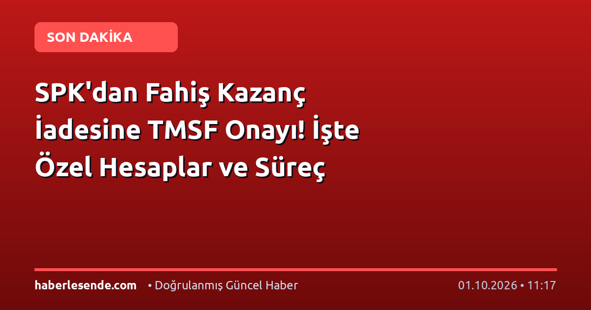 SPK'dan Fahiş Kazanç İadesine TMSF Onayı! İşte Özel Hesaplar ve Süreç