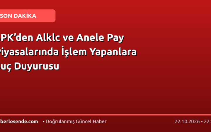 SPK’den Alklc ve Anele Pay Piyasalarında İşlem Yapanlara Suç Duyurusu