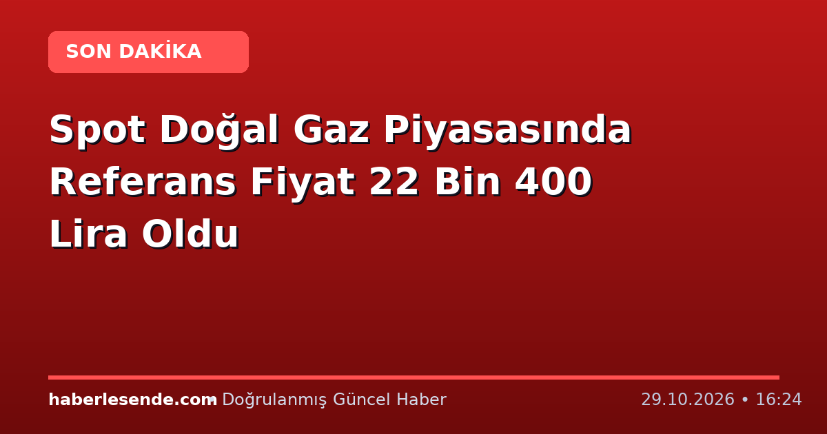 Spot Doğal Gaz Piyasasında Referans Fiyat 22 Bin 400 Lira Oldu