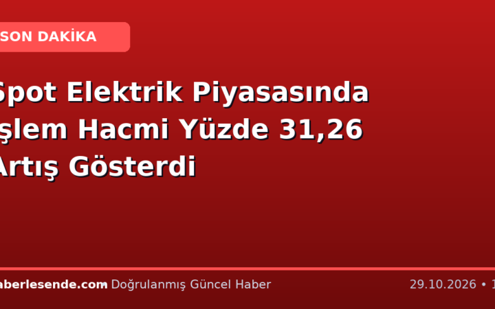 Spot Elektrik Piyasasında İşlem Hacmi Yüzde 31,26 Artış Gösterdi
