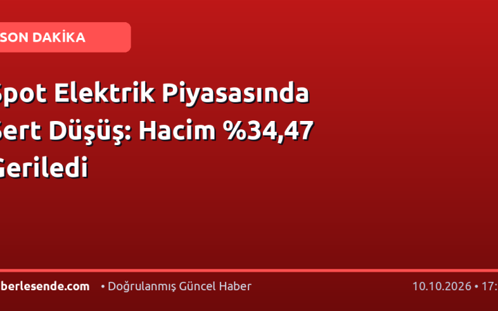 Spot Elektrik Piyasasında Sert Düşüş: Hacim ,47 Geriledi