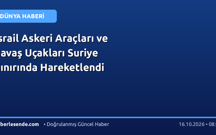 İsrail Askeri Araçları ve Savaş Uçakları Suriye Sınırında Hareketlendi