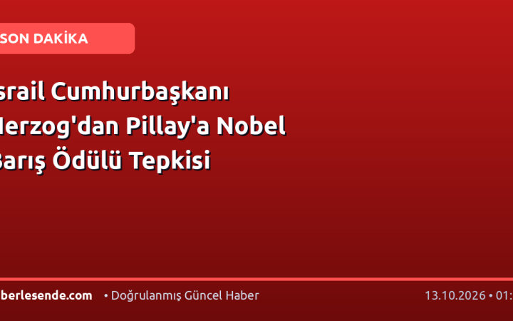 İsrail Cumhurbaşkanı Herzog'dan Pillay'a Nobel Barış Ödülü Tepkisi