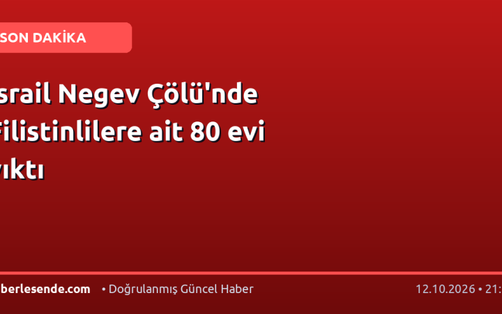 İsrail Negev Çölü'nde Filistinlilere ait 80 evi yıktı