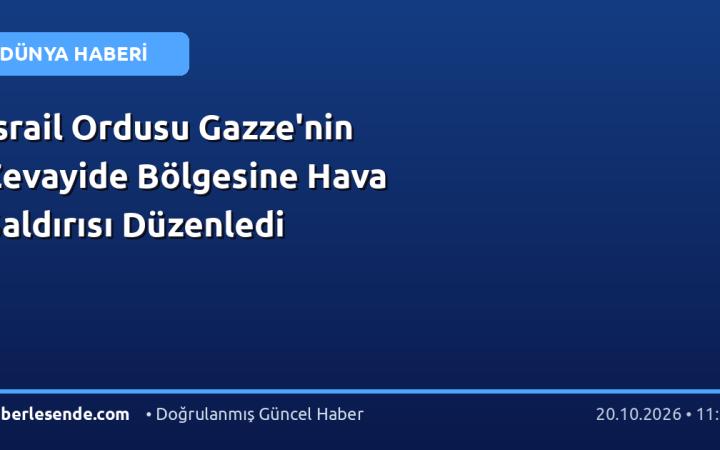 İsrail Ordusu Gazze'nin Zevayide Bölgesine Hava Saldırısı Düzenledi