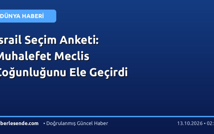 İsrail Seçim Anketi: Muhalefet Meclis Çoğunluğunu Ele Geçirdi