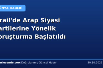 İsrail'de Arap Siyasi Partilerine Yönelik Soruşturma Başlatıldı