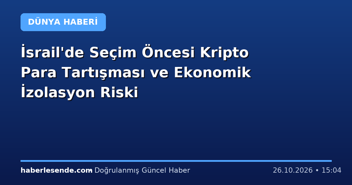 İsrail'de Seçim Öncesi Kripto Para Tartışması ve Ekonomik İzolasyon Riski