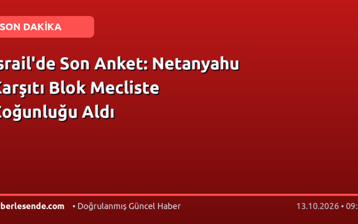 İsrail'de Son Anket: Netanyahu Karşıtı Blok Mecliste Çoğunluğu Aldı