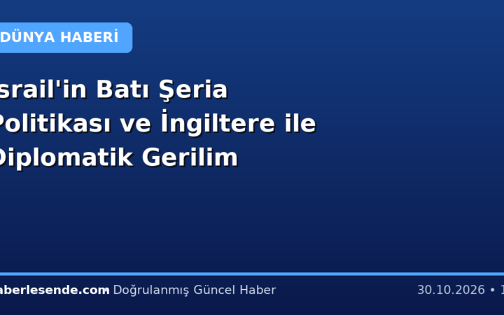 İsrail'in Batı Şeria Politikası ve İngiltere ile Diplomatik Gerilim