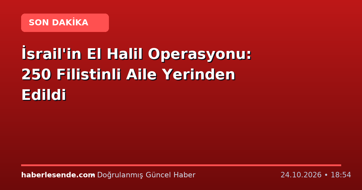 İsrail'in El Halil Operasyonu: 250 Filistinli Aile Yerinden Edildi