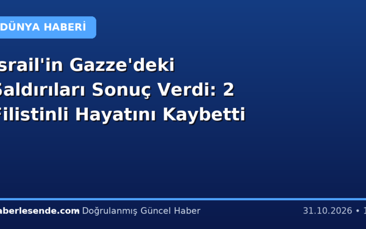 İsrail'in Gazze'deki Saldırıları Sonuç Verdi: 2 Filistinli Hayatını Kaybetti