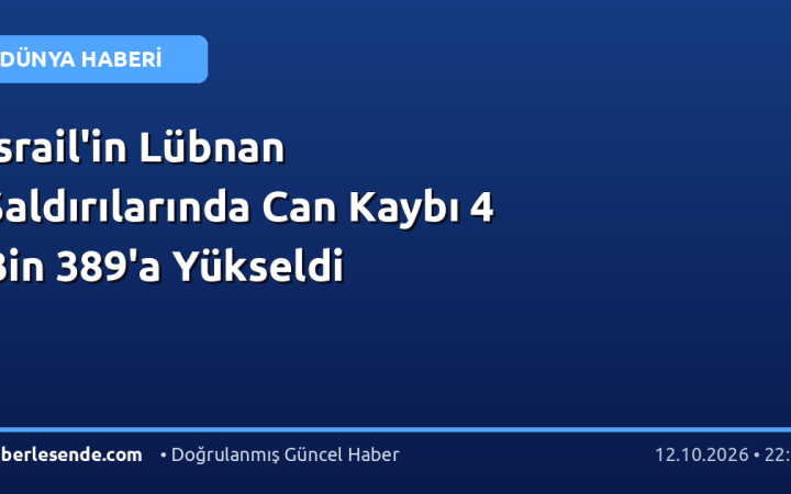 İsrail'in Lübnan Saldırılarında Can Kaybı 4 Bin 389'a Yükseldi