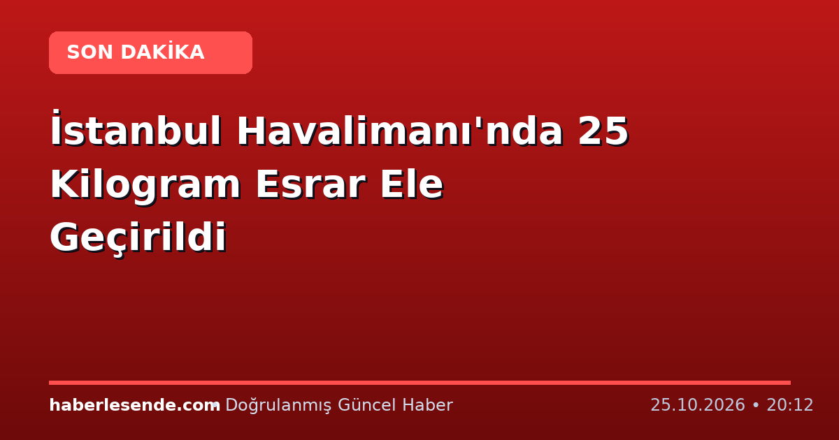 İstanbul Havalimanı'nda 25 Kilogram Esrar Ele Geçirildi