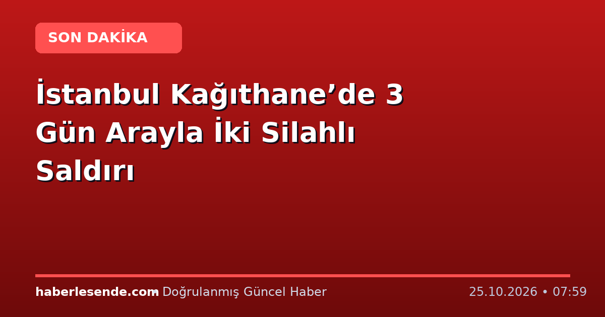 İstanbul Kağıthane’de 3 Gün Arayla İki Silahlı Saldırı