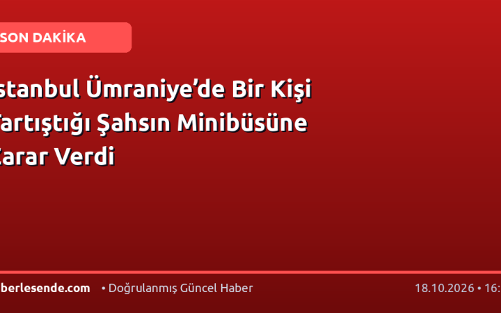 İstanbul Ümraniye’de Bir Kişi Tartıştığı Şahsın Minibüsüne Zarar Verdi