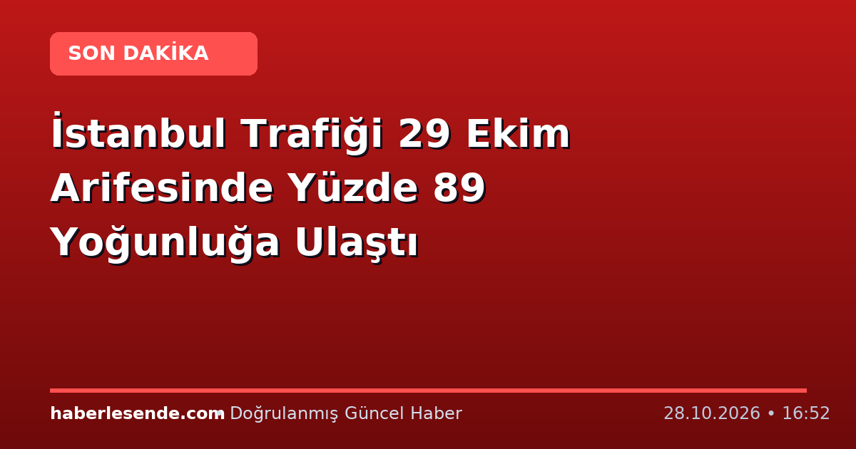 İstanbul Trafiği 29 Ekim Arifesinde Yüzde 89 Yoğunluğa Ulaştı