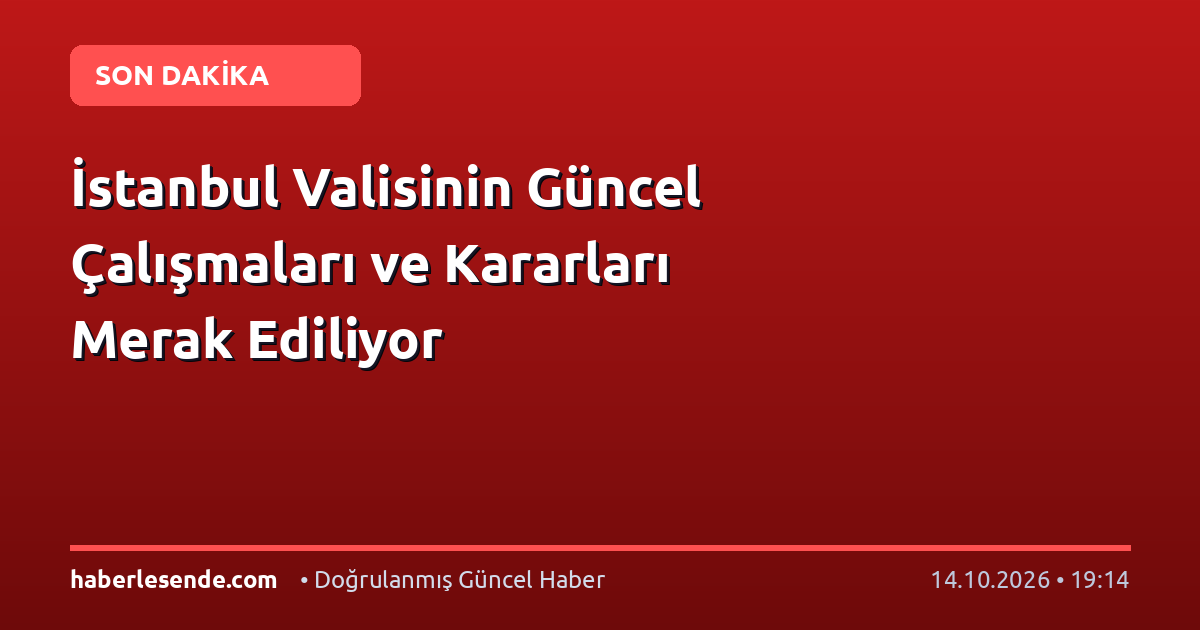 İstanbul Valisinin Güncel Çalışmaları ve Kararları Merak Ediliyor