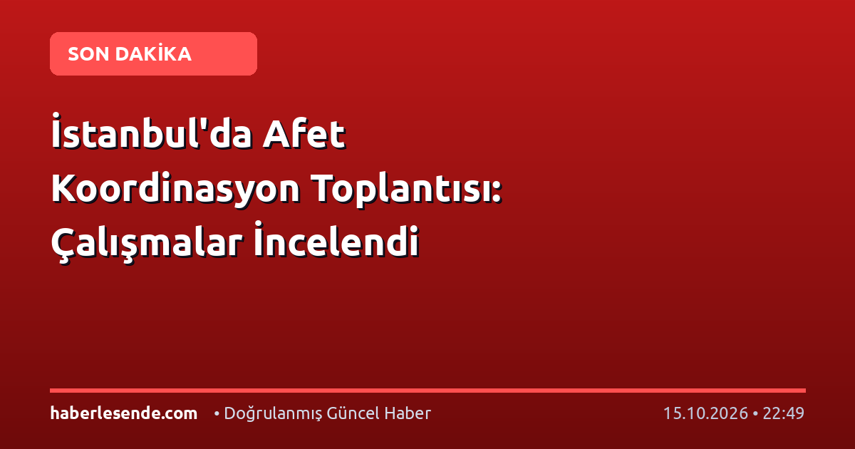 İstanbul'da Afet Koordinasyon Toplantısı: Çalışmalar İncelendi