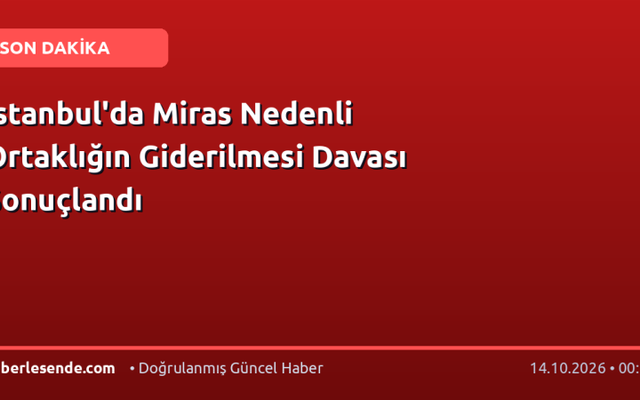 İstanbul'da Miras Nedenli Ortaklığın Giderilmesi Davası Sonuçlandı