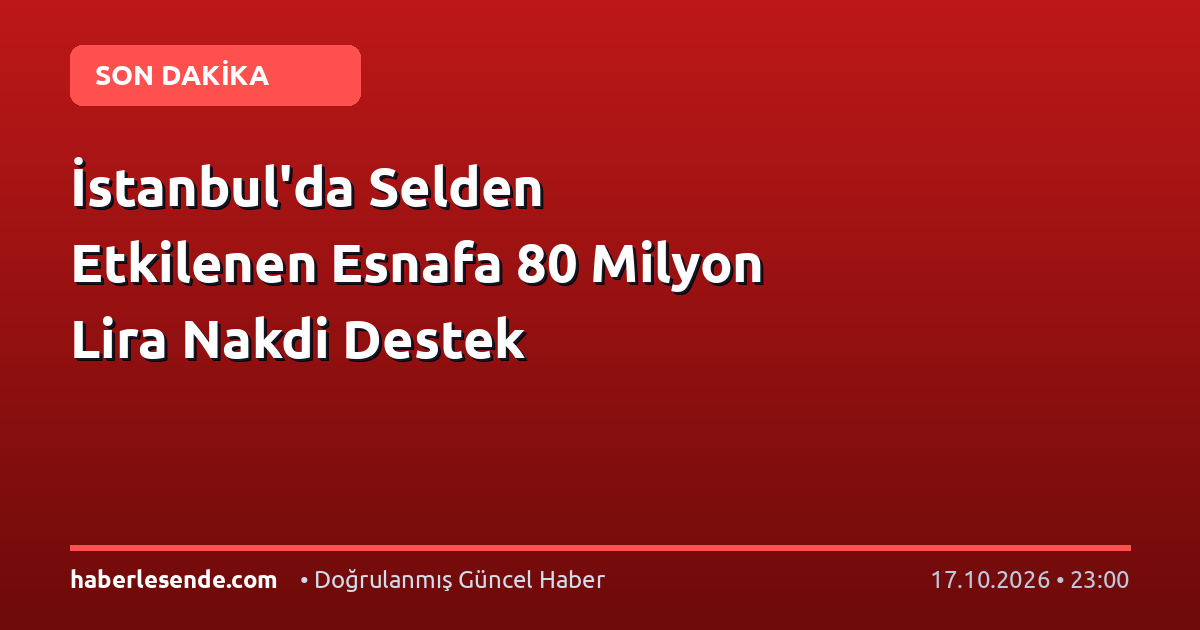 İstanbul'da Selden Etkilenen Esnafa 80 Milyon Lira Nakdi Destek