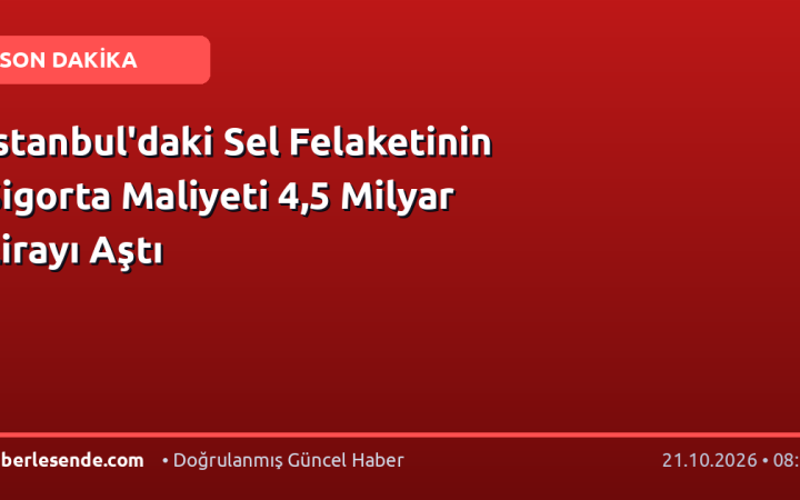 İstanbul'daki Sel Felaketinin Sigorta Maliyeti 4,5 Milyar Lirayı Aştı