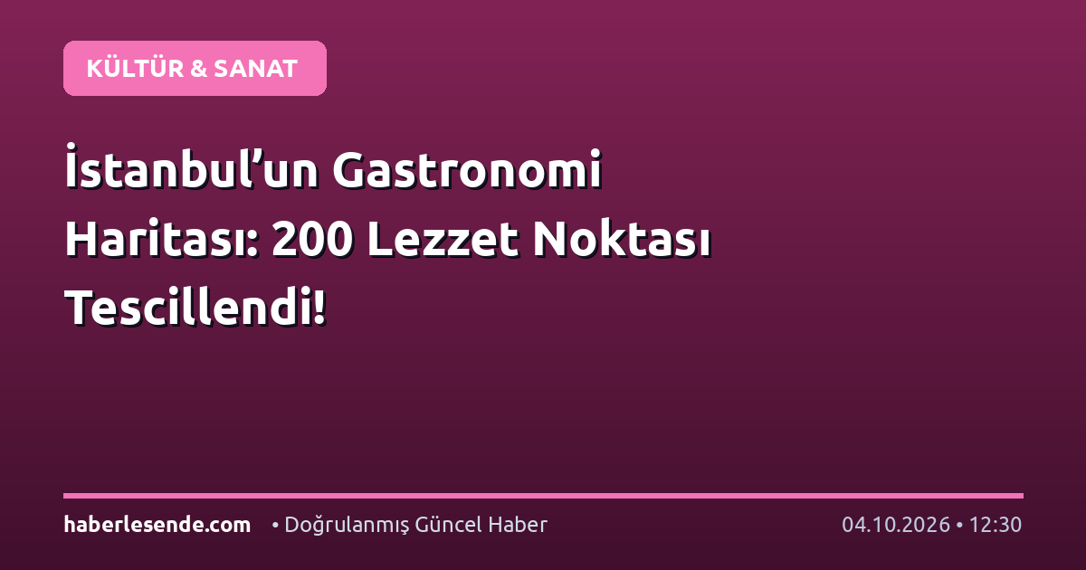 İstanbul’un Gastronomi Haritası: 200 Lezzet Noktası Tescillendi!