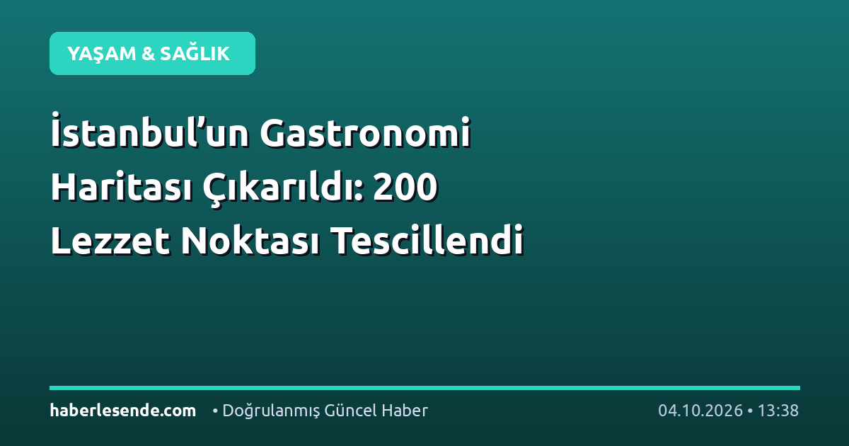 İstanbul’un Gastronomi Haritası Çıkarıldı: 200 Lezzet Noktası Tescillendi