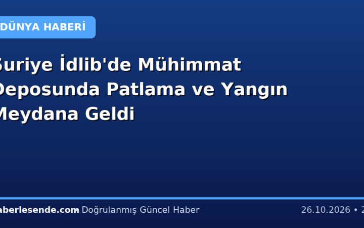 Suriye İdlib'de Mühimmat Deposunda Patlama ve Yangın Meydana Geldi