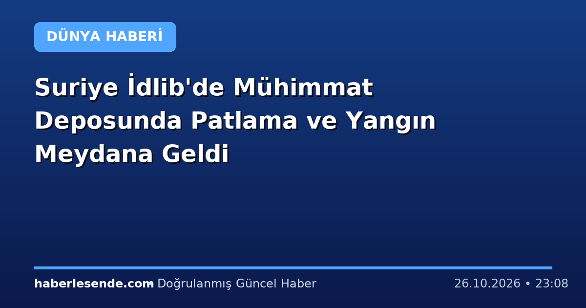 Suriye İdlib'de Mühimmat Deposunda Patlama ve Yangın Meydana Geldi
