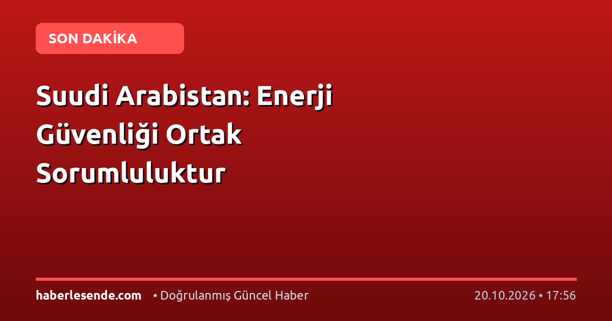 Suudi Arabistan: Enerji Güvenliği Ortak Sorumluluktur