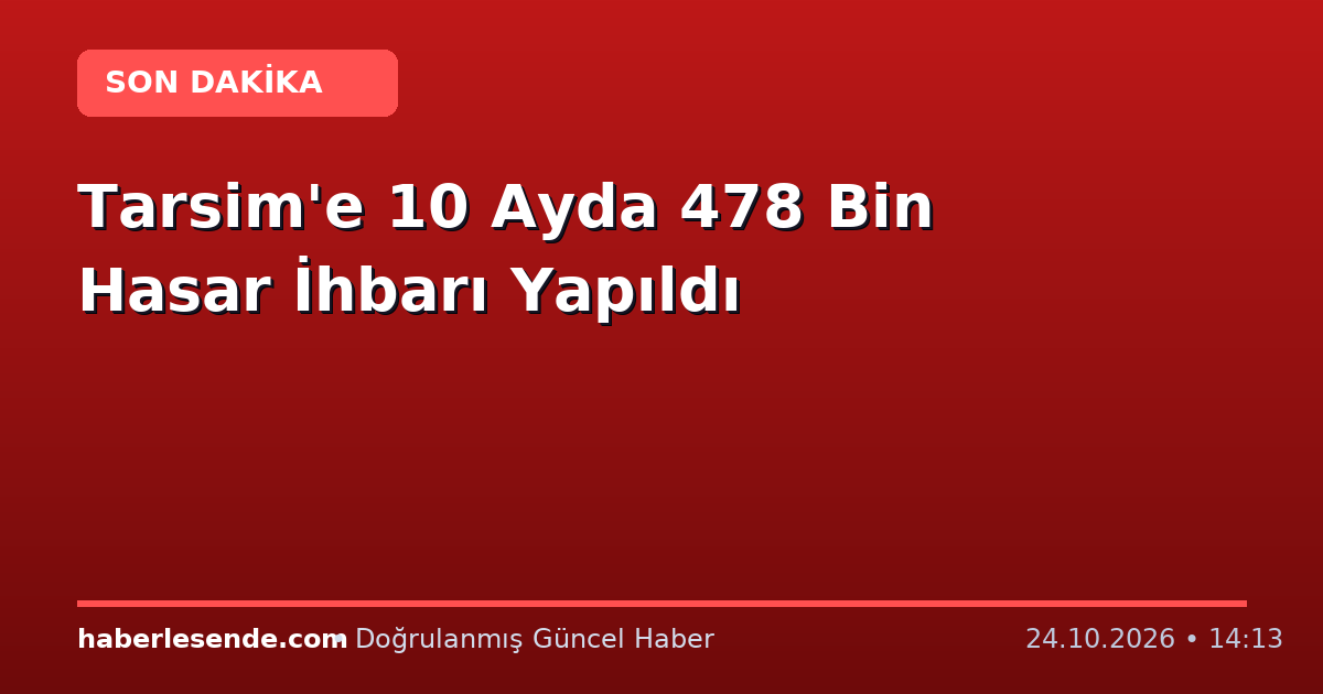 Tarsim'e 10 Ayda 478 Bin Hasar İhbarı Yapıldı